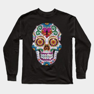 Diamond Bling Shiny Sugar Skull Diamond Skull Long Sleeve T-Shirt